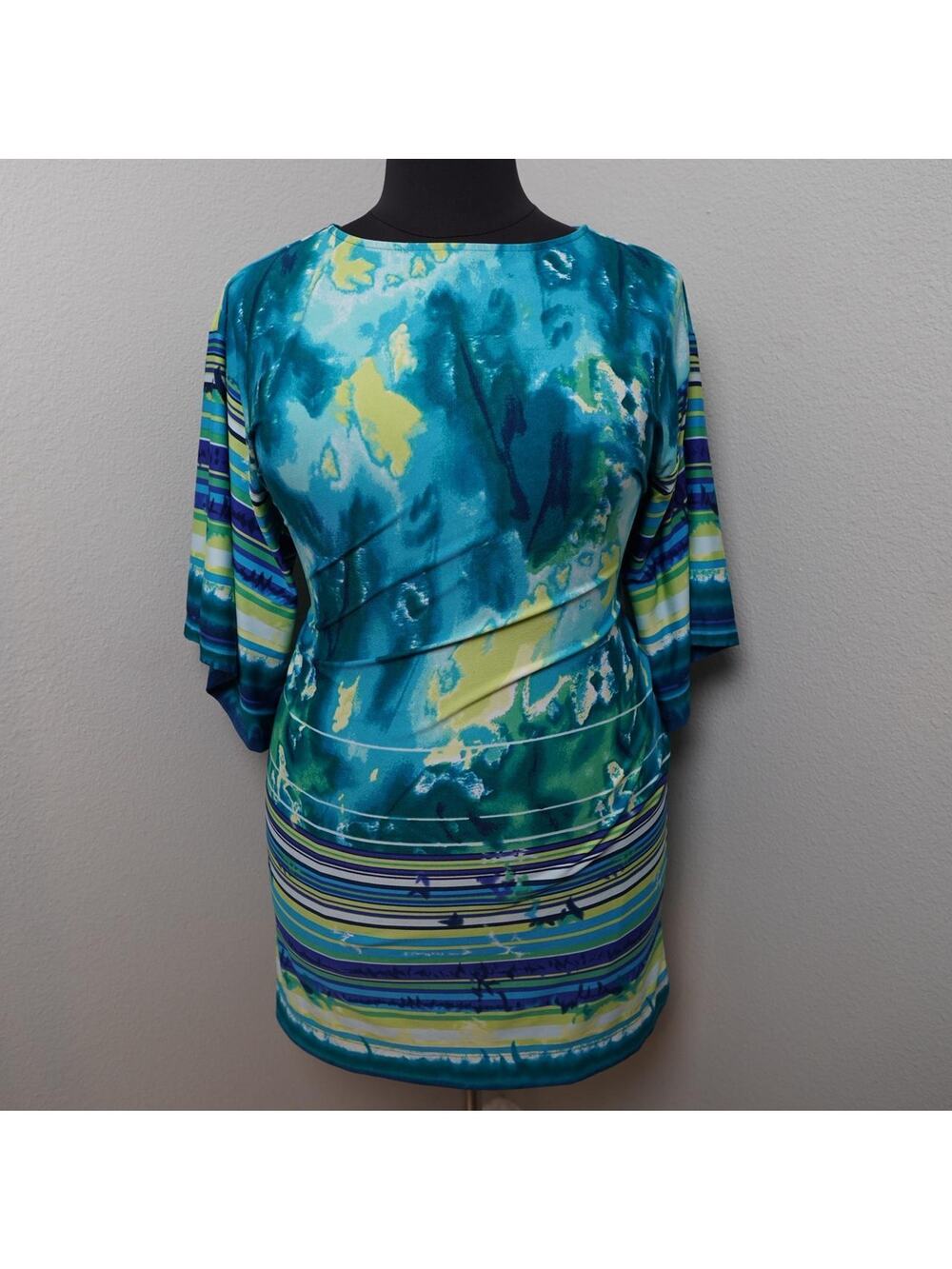 Beige by ECI Abstract Print Tunic Dress Large